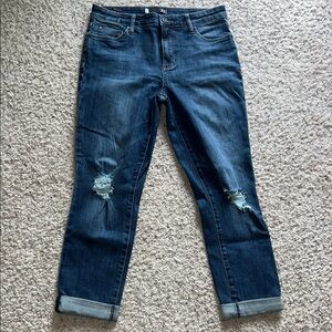 Kut from the Kloth Catherine High Rise Boyfriend Dark Blue Ankle Jeans Size 6